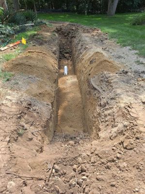 Footing drain installed to carry water away from the house foundation.